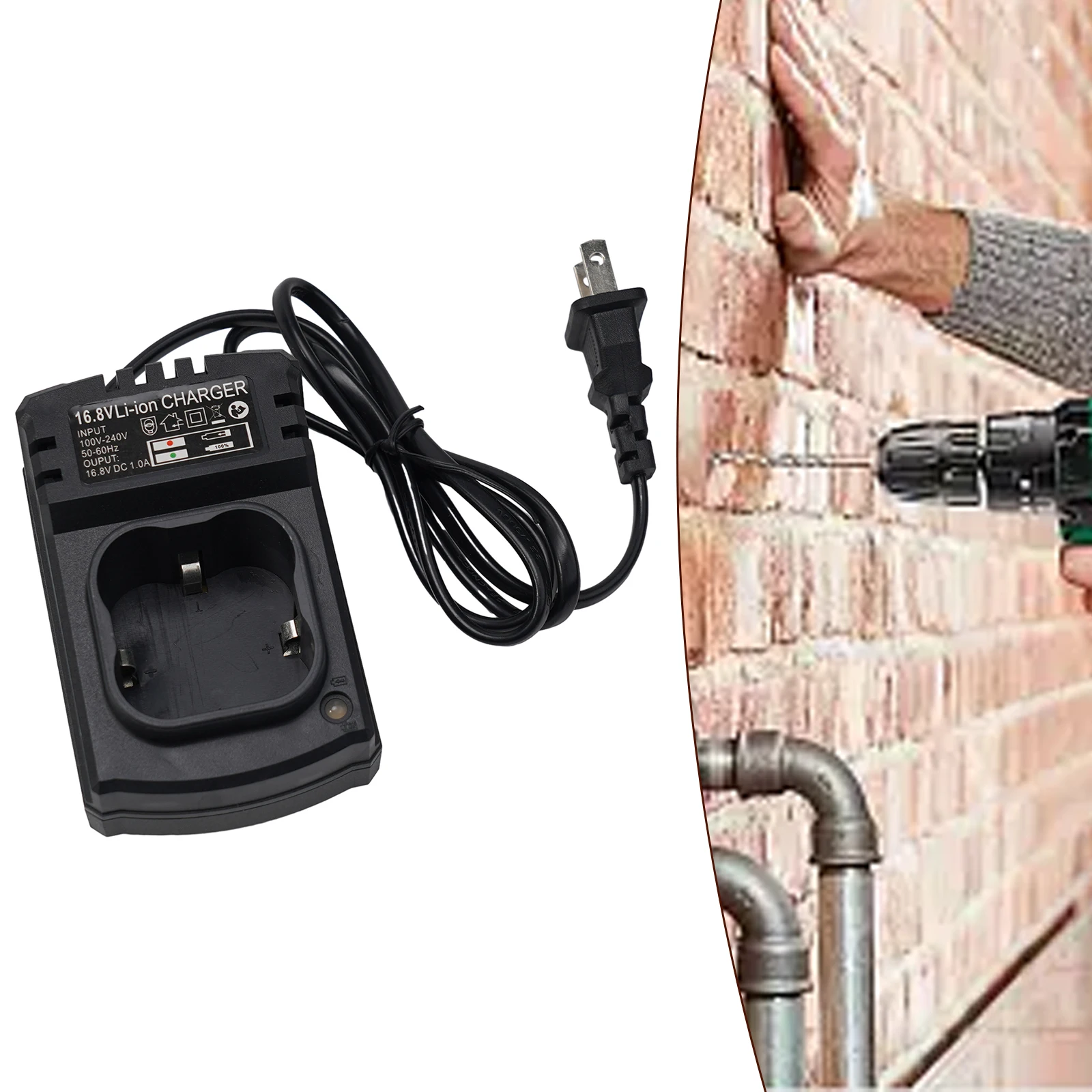 Charger Electric Drill Charger PVC 0.8m Lithium Battery 1000mA 50-60Hz Black DC16.8V Zhipu Brand New High Quality