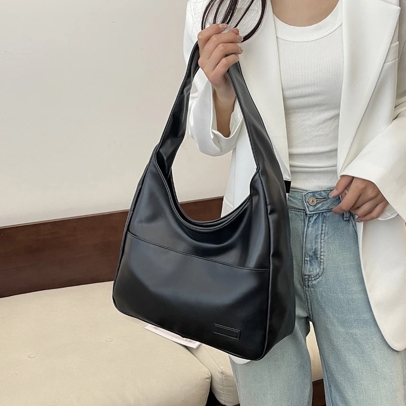 

Trendy Solid Color LargeCapacity Tote Bag for Women for Gift,Retro Everyday Designer PU Leather Casual Back To School new in