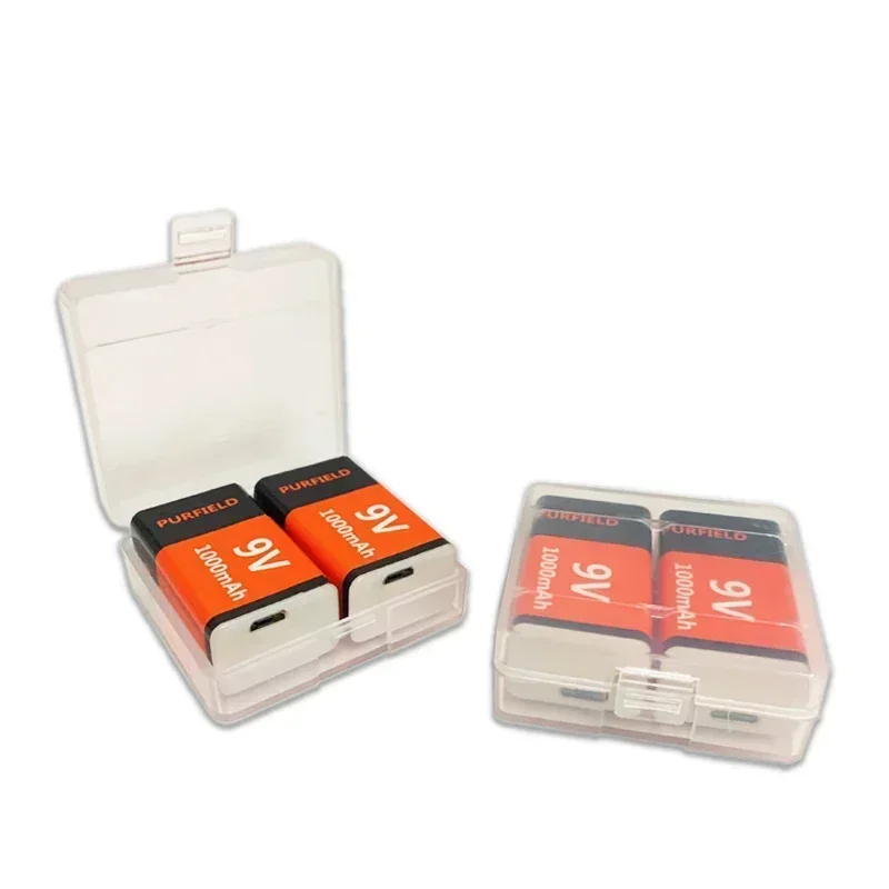 Purfield-充電式リチウム電池9ボルト,1000mAh,USB Type-c,6f22,9 v