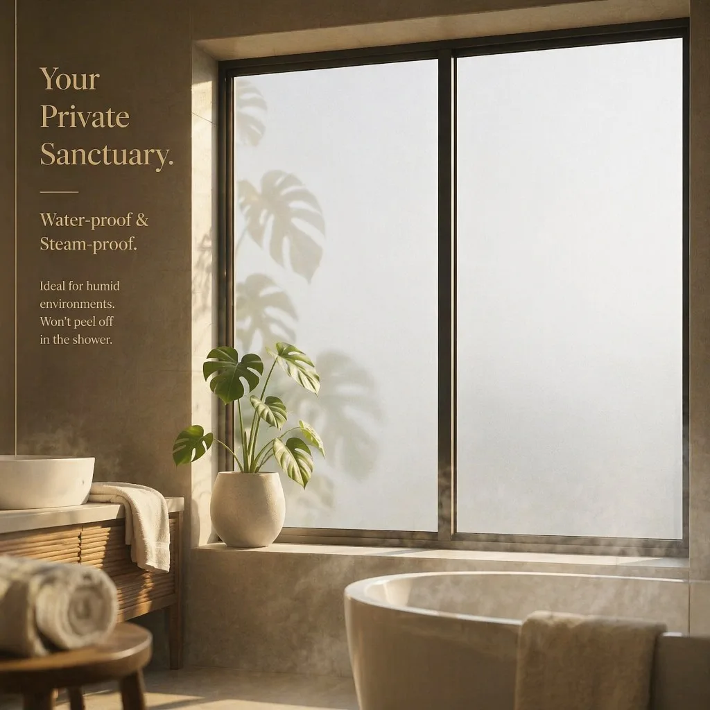 Frosted Privacy Window Film Translucent Self Adhesive UV Protection No See Through Removable for Office Bathroom Home Glass view 2