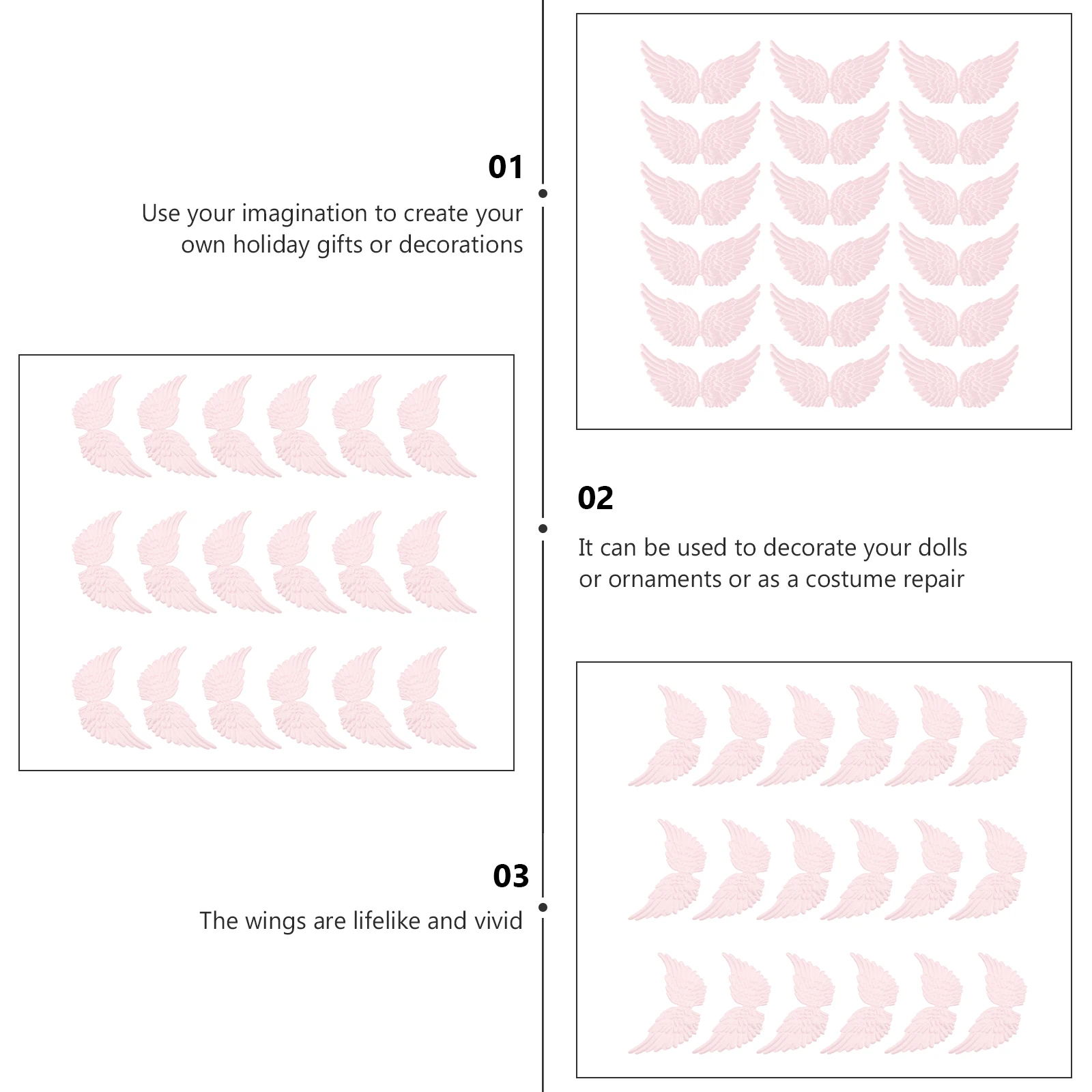 

18pcs Angel Wing Shape Adornments Diy Cloth Decorations Party Favor Props Wing-Shaped Bag Accessories Craft Storage Organizers