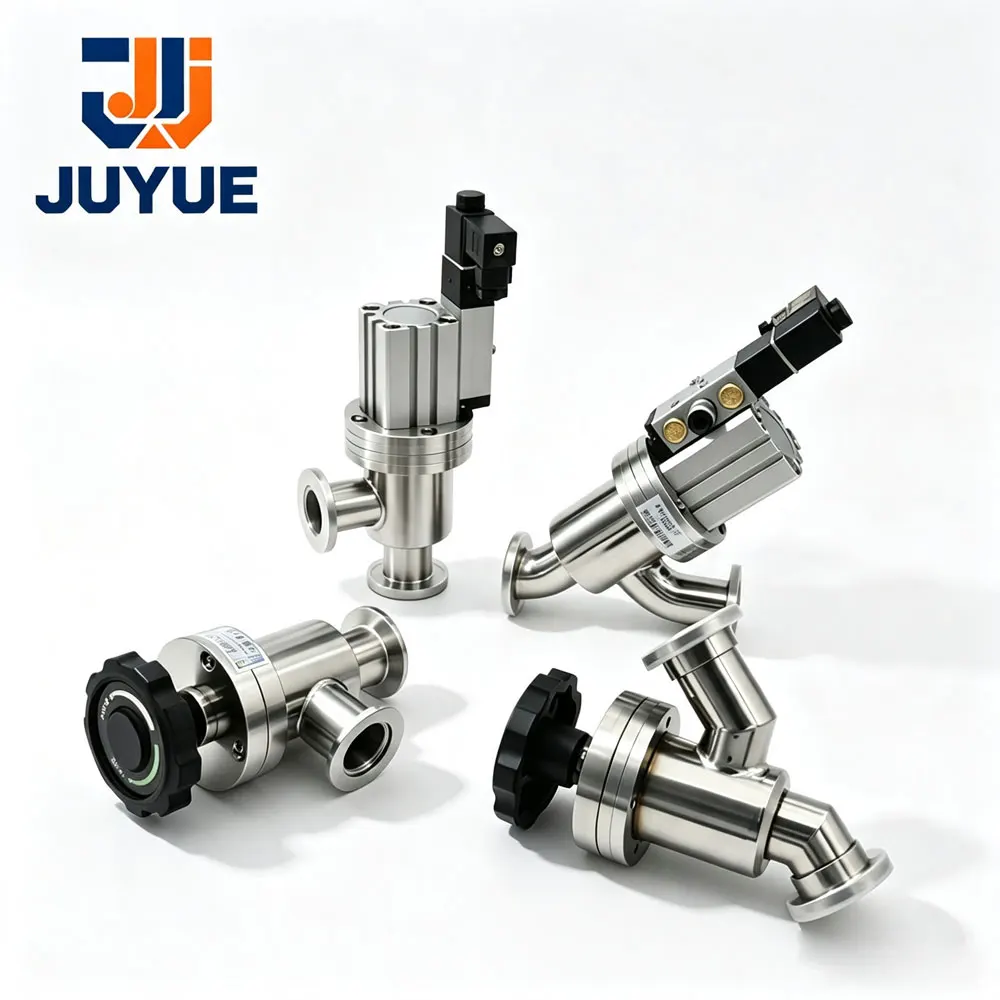 304 Stainless Steel Vacuum Angle Valve Manual / Pneumatic KF Flange Baffle Valve DC24V AC220V Solenoid Valve KF16 KF25 KF40 KF50
