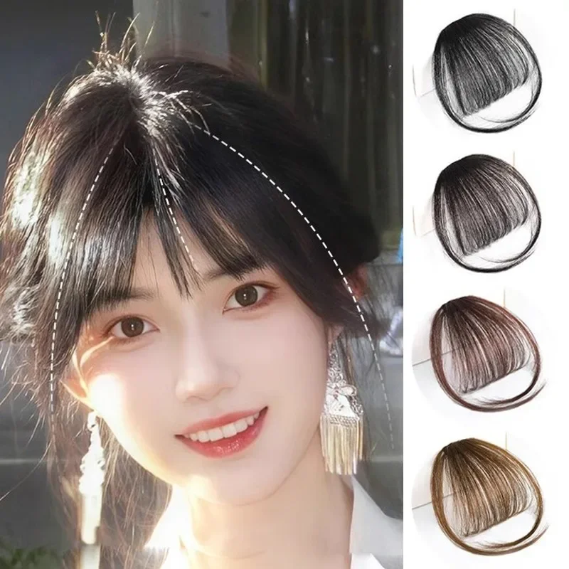 Fake Air Bangs Hair Clip-In Extension Synthetic Hair Fake Fringe Natural False Hairpiece Women Clip in Bangs Hair Styling Tools image 3