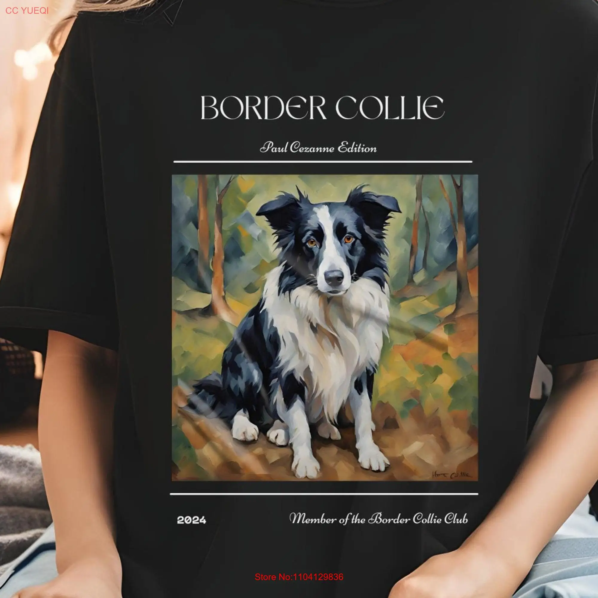 Border Collie Paul Cezanne Edition T shirt for Dog Lovers Art Fans Unique Idea long or short sleeves