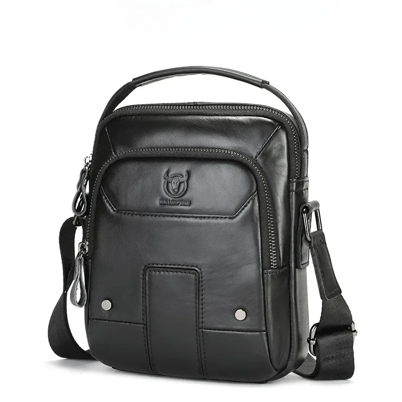 Large Capacity Men's Leather Shoulder Bag - Genuine Oil Wax Leather Crossbody Bag with Zipper, Top Handle & Multi-Compartment