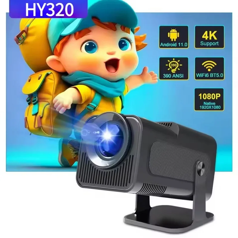 4K Android 11 Projector Native 1080P 390ANSI HY320 Dual Wifi6 BT5.0 1920*1080P Cinema portable Projetor upgrated