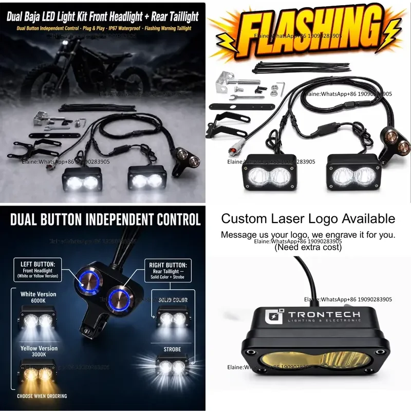 Trontech LBX Baja Chase Light Headlight Taillight Kit Flashing Strobe Plug and Play IP67 Light Bee X