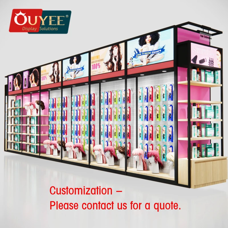 custom.Beauty Salon Display Stand Custom Double Sided Toiletries Display Stand Interior Design Wig Display Cabinet