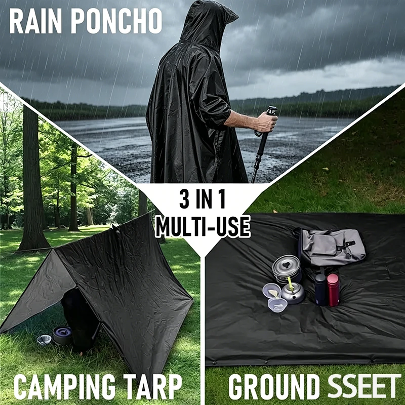 Neuer Wasserdichter Regenresistenter Herren-Regenmantel mit Kapuze Regenjacken für Erwachsene Große Größen Regenmantel Wasserdichter Umhang Regenponcho XYJ03