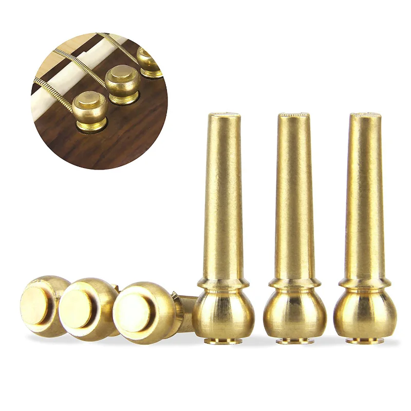 Flange 6 Pieces/batch of Guitar String Nails Metal Acoustic Guitar Bridge Pin Brass Guitar String Fixed Conical String