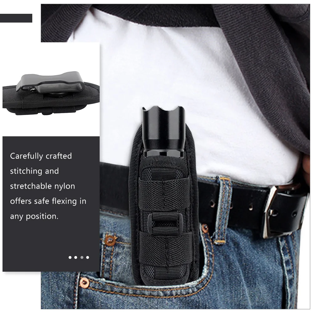 

360 Degree Rotatable Flashlight Holder Durable Nylon Portable Torch Pouch Adjustable Belt Clip For Hunting Camping Duty Use