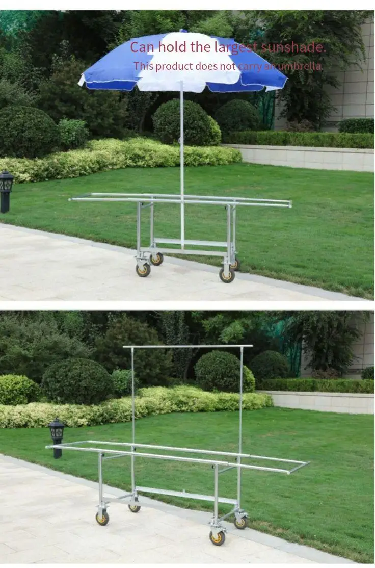 Mobile Detachable Food Cart for Night Market, Heavy-Duty Wheeled Vendor Stall, Removable Display Stand