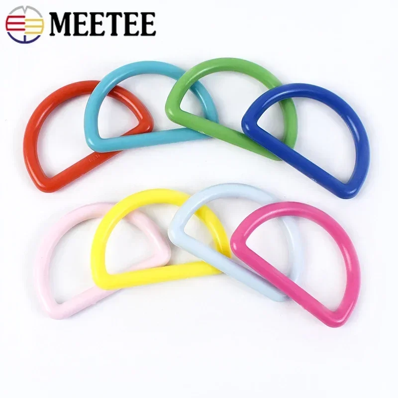 30/50Pcs Meetee 15-38mm Plastic Buckles for Women\'s Belt Bag D Ring Strap Connector Clasp Hook Keychain Rings Sewing Accessories