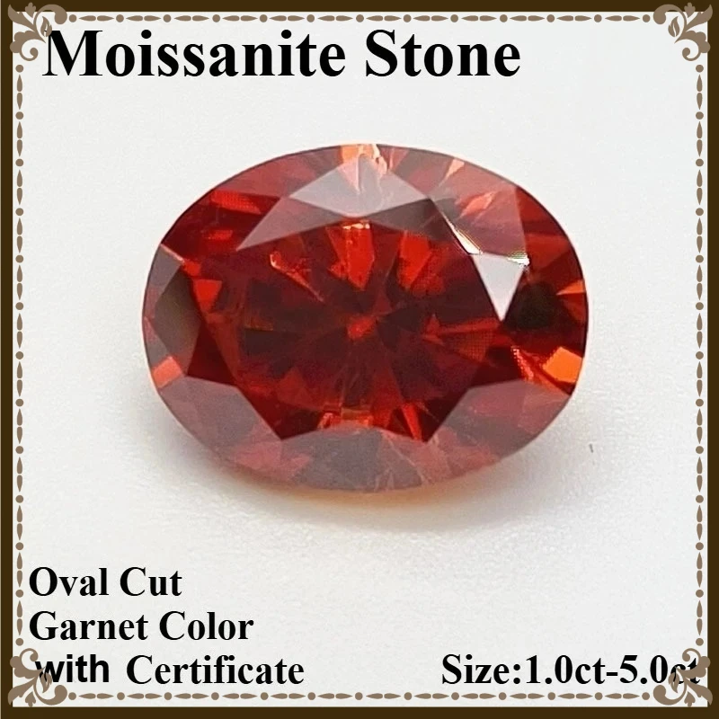 

Муассанит овальной огранки цвета граната, бусина для изготовления ювелирных изделий, основные материалы, с сертификатом