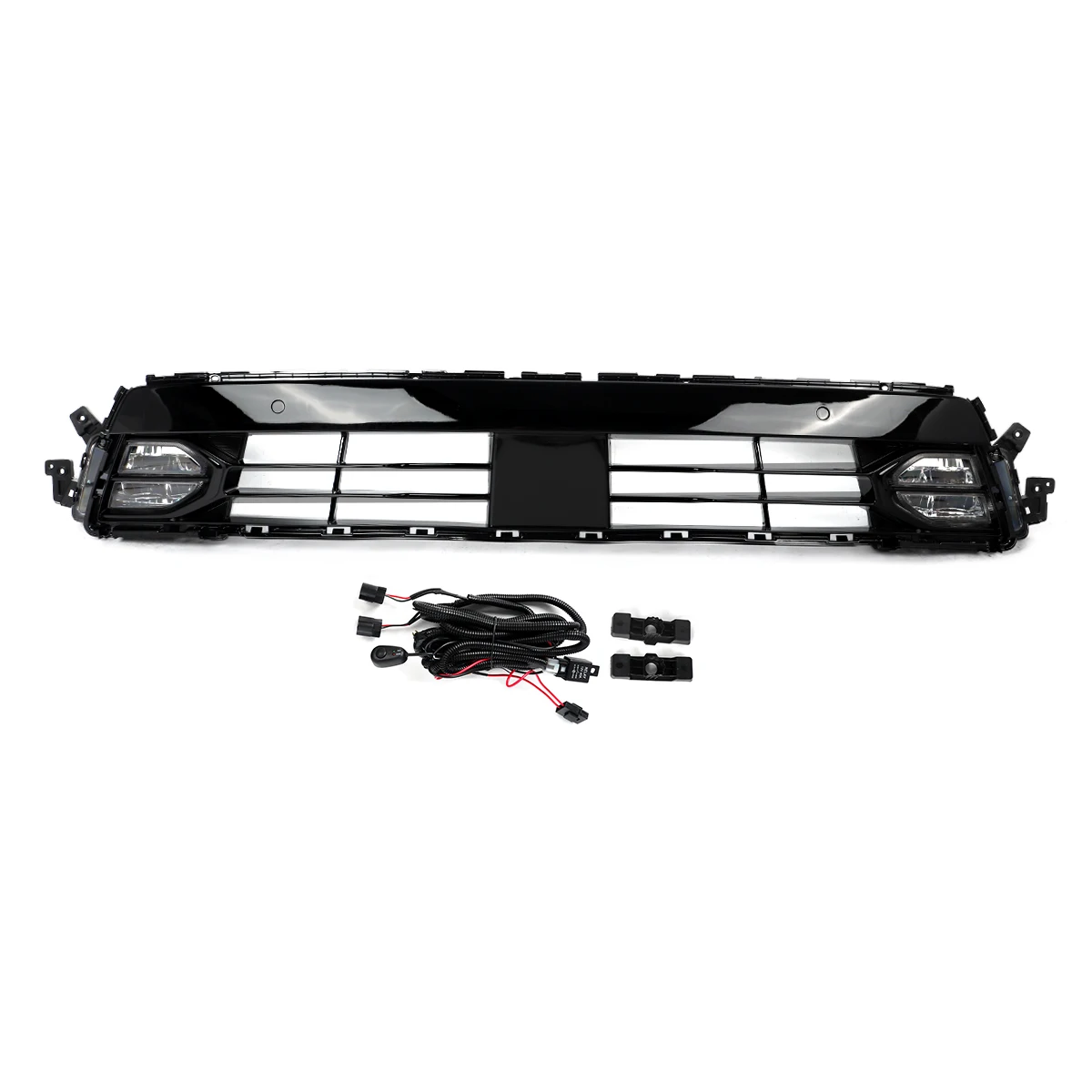 For 2021-2023 Kia Sorento X-Line Front Bumper Lower Grille With Daytime Running Lights Gloss Black