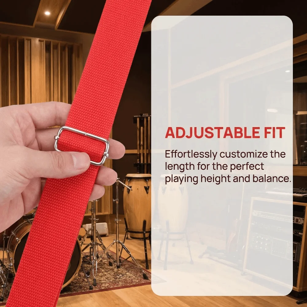 Polyester Nylon ​African Drum Strap​ ​With Metal Hook ​Waist Strap​ ​Snare Drum Sling​ ​Marching Band Drum Sling​ ​Red