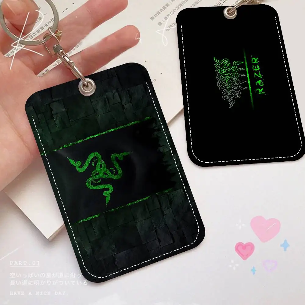 R-Razers Logo Card Holders Student ID Card Protective Cover Cases Student Campus Access Cards Key Chain Anti-lost