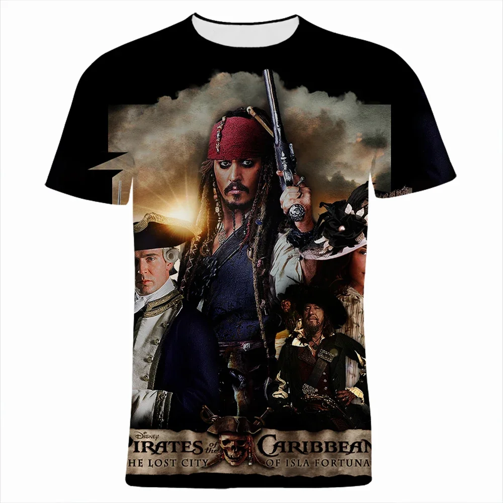 2024 Summer Disney Classic Movie Pirates of The Caribbean 3D Print T-shirt Summer Children T Shirt Short Sleeve Women Tee Tops