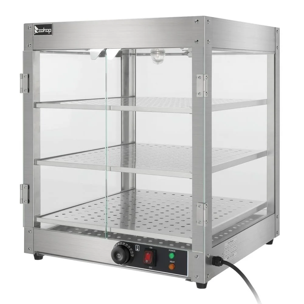 Gabinete de servicio de vitrina de calentador de pizza de comida de calor comercial eléctrico de 3 niveles
