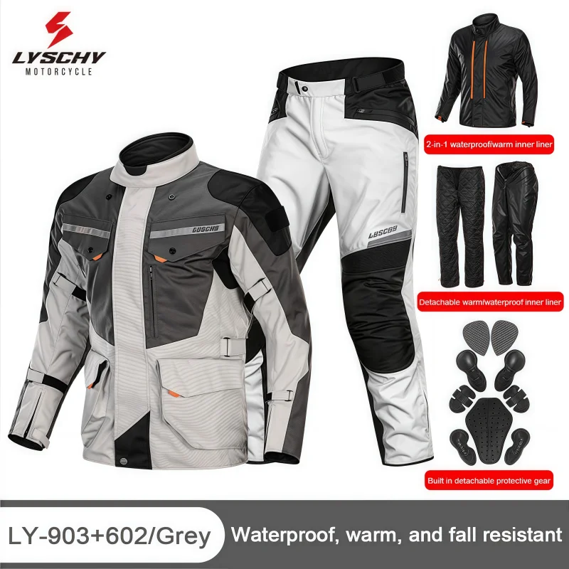 

LYSCHY мотоциклетная куртка, брюки, костюм, непромокаемая мужская мотоциклетная куртка, защитное снаряжение, броня, одежда