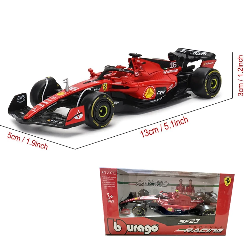 2023 Bburago 1:43 F1 Ferrari SF23 Red Bull RB19 Alpine A523 Alfa Romeo C43 Alloy Toy F1 Model Car Super Formula Die Cast Gift