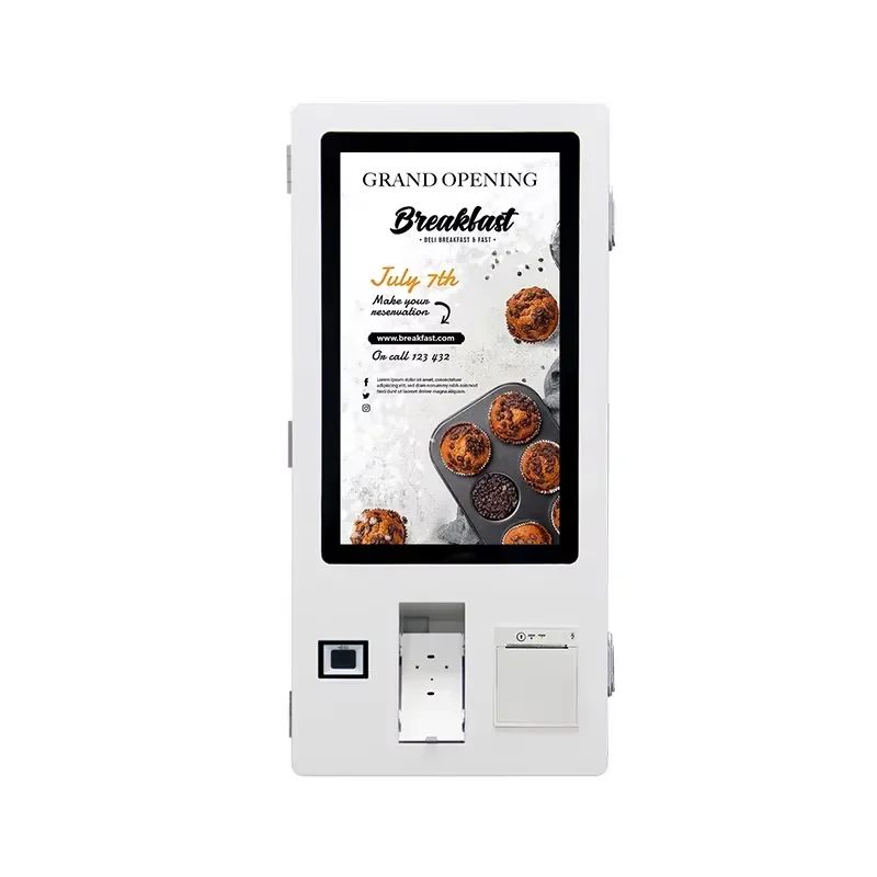 32inch Restaurant Ordering Machine Window System With POS Terminal Floor Standing Payment Kiosk