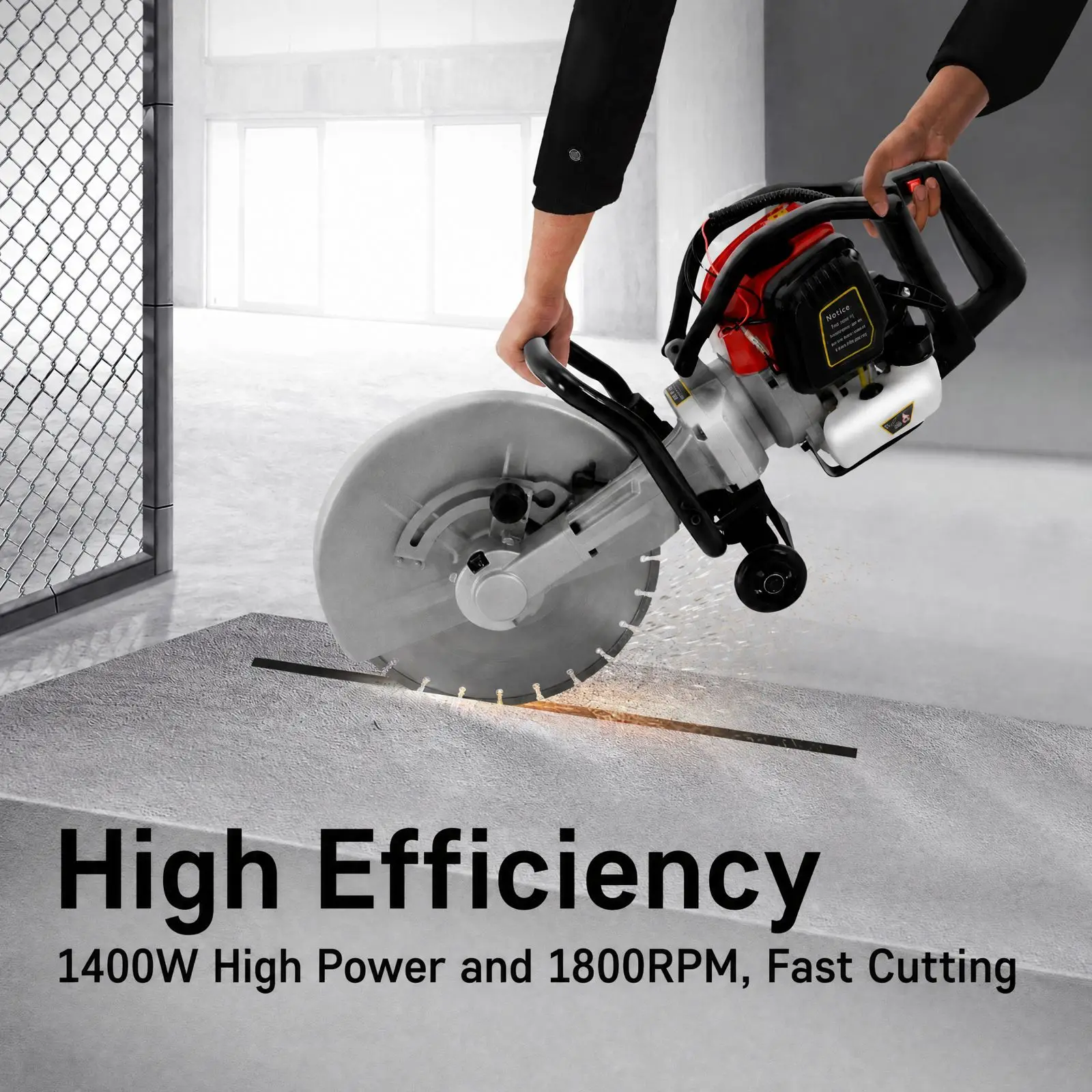 52cc Gas Concrete Cutter 1400W JH-350 350mm Saw Blade Wet Water Cooling System Dual Safety Switch  For Stone Asphalt Granite Cutting