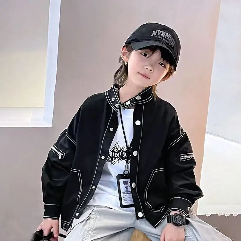 

Детская куртка для детей от 2 до 9 лет, красивая весенне-осенняя одежда, новинка 2023 года, куртка с воротником-стойкой для мальчиков, детское пальто 90-150 см