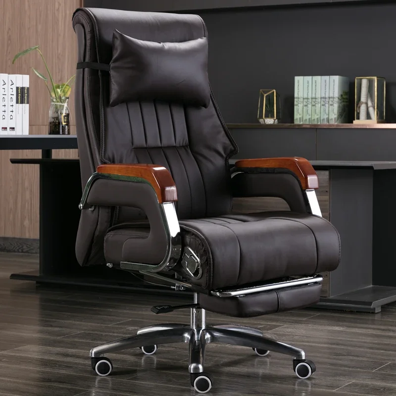 Leather boss chair reclining massage business office chair home computer