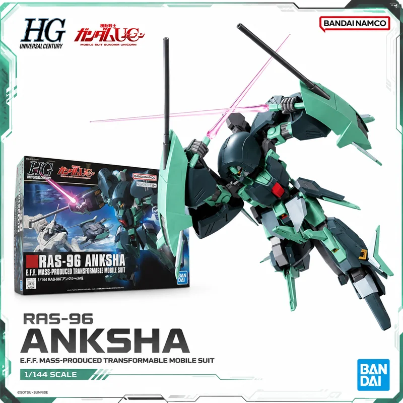 In-stock Bandai Official HG 1/144 RAS-96 Anksha Gundam UC Transformable Mobile Suit Action Figure Anime Model Kit Boys Gift Toy