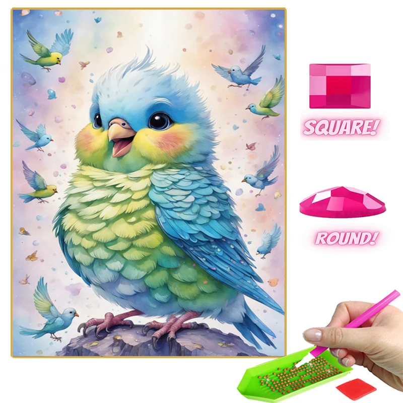 Little Parrot Diamond Painting Cartoon Cute Full Roun Diamond Rhinestones Mosaic Cross Stitch Kit Embroidery Home Decor Gifts