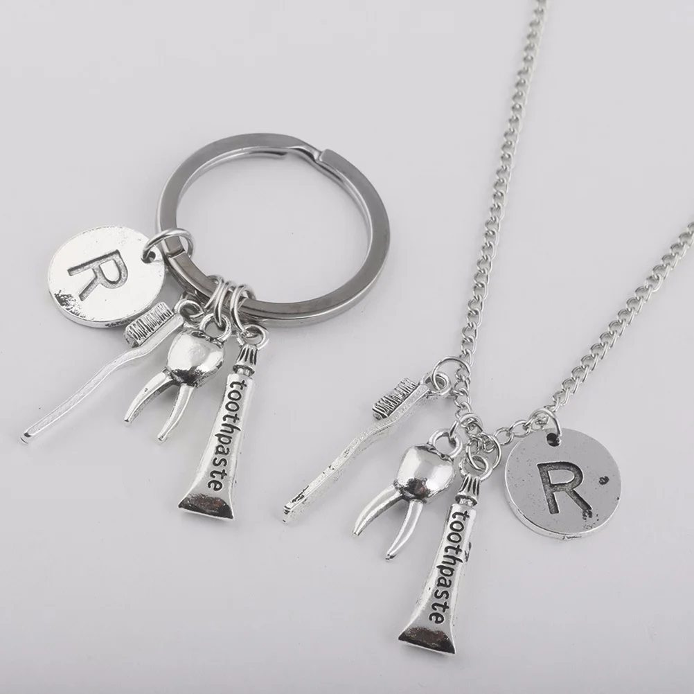 

2Pcs Zinc Alloy Toothbrush Keychains Durable Detachable Creative Bag Car Purse Decor Gift for Father's Day Christmas