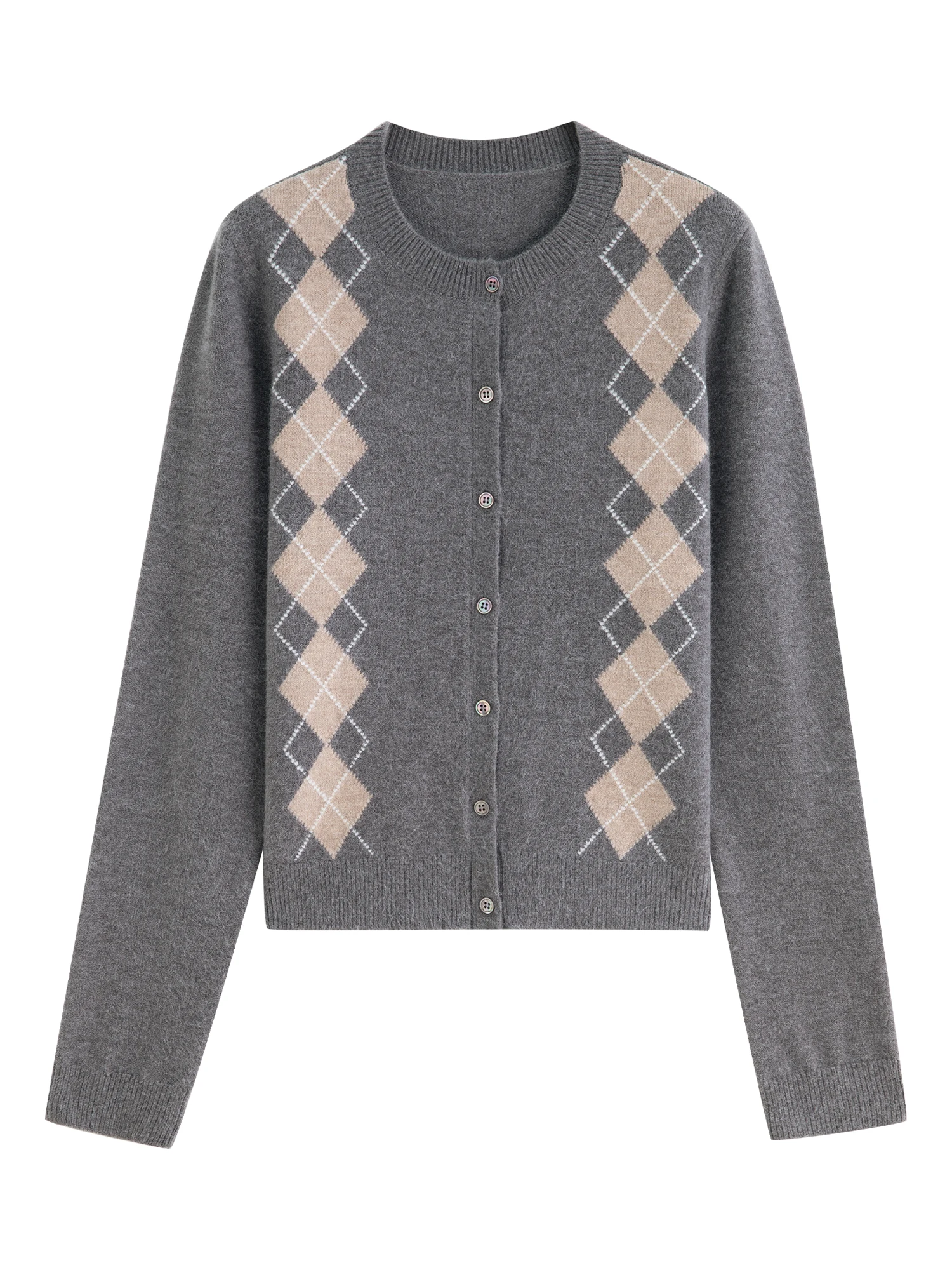 Ziqiao Retro-Strickjacke im britischen College-Stil, rautenförmig, für Damen, 2025, Herbst, neues Rundhals-Oberteil mit gerader Schulter, 25ZQ93095