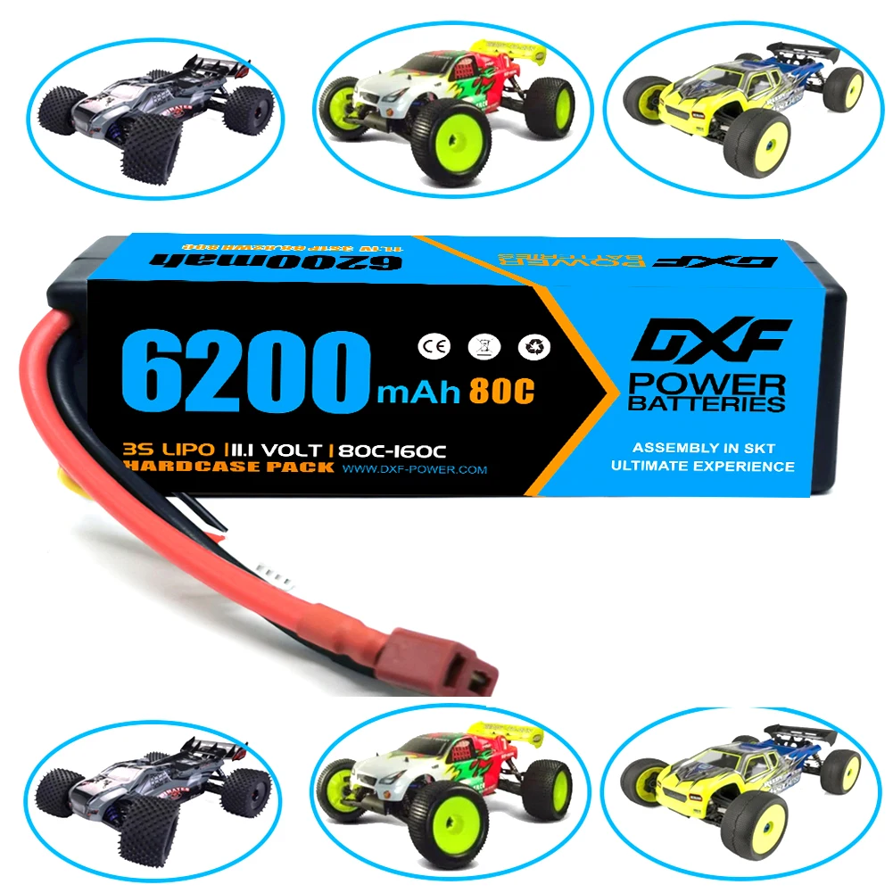 DXF 3S Lipo Battery 11.1V 6200mAh 80C with XT90 Plug Hardcase for 1/8 Buggy Truggy Offroad Car Boat Truck Airplane UAV RACIN