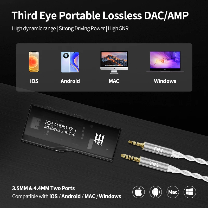 TRI TK1 amplificador de tercer ojo Dual CS43131 Dongle DAC AMP TypeC USB Audio decodificador de alta fidelidad auriculares para Android iOS Win10 tarjeta de sonido