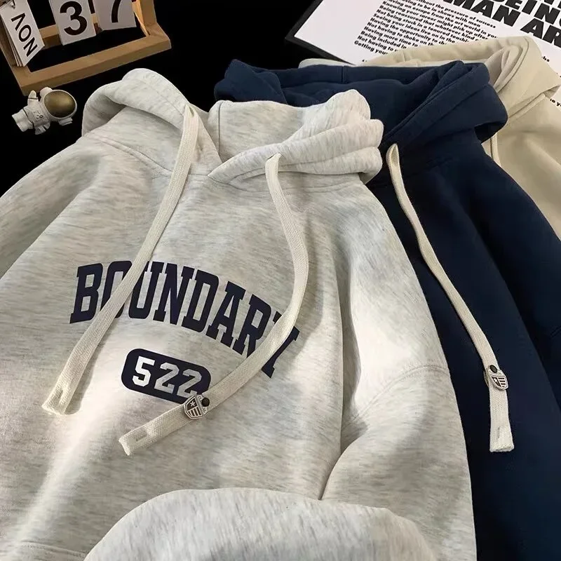 

New Retro Casual High Street Hoodies For Men Autumn Letter Print Pullover Hooded Sweatshirts Oversized Y2K Hoody Clothing