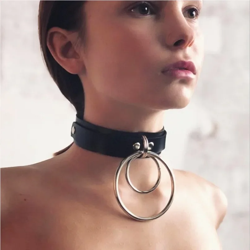 Collar de Bondage de cuero PU Sexy para mujer, Collar Bdsm, esclavo de Cosplay, juguete de 18 adultos, accesorios de cinturón de Metal gótico de moda