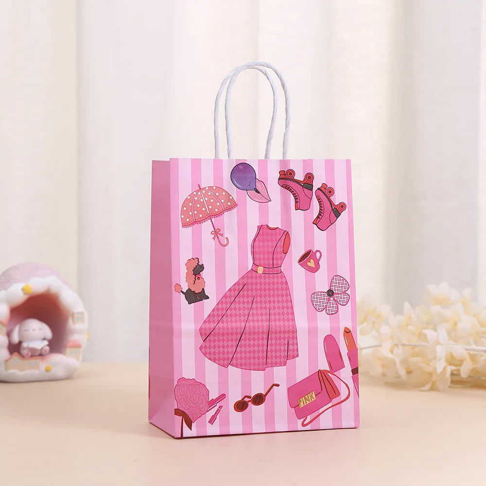 Bolsa de Barbie para vestido de princesa, decoración de fiesta de joyería, bolsa de regalo de cumpleaños, suministros de galletas de caramelo, bolsa de regalo pequeña para niña rosa