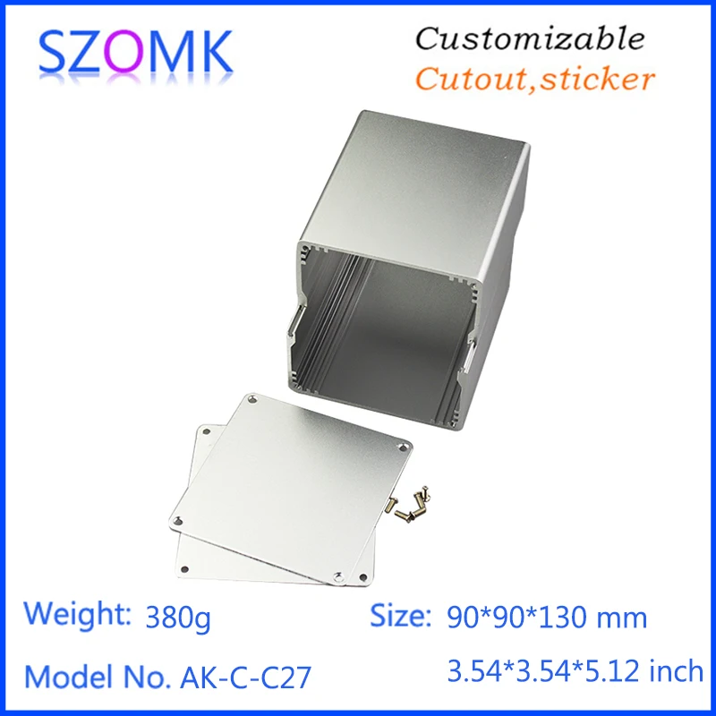 1Pcs 90*90*130mm hot selling aluminum junction box distribution enclosure pcb boxes aluminum case for electronics project