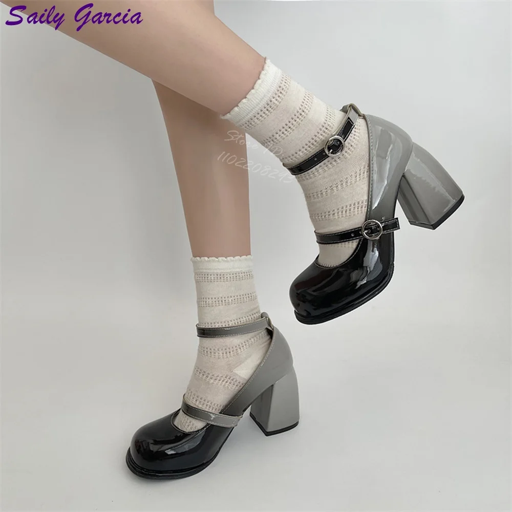 

Gradient Color Lolita Pumps Round Toe Platform Square Heel Heels Mary Jane Women 2025 Women Spring Japanese Style Dress Shoes