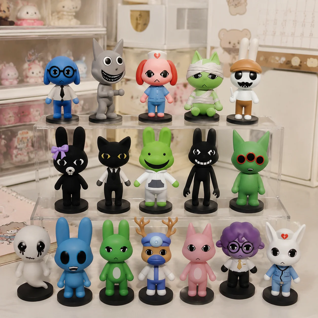Horror Animal Hospital Anomaly Figure Game Peripherals Blue Dog Penguin Bunny Figurine Cute Anime Animal Collectible Model Toy