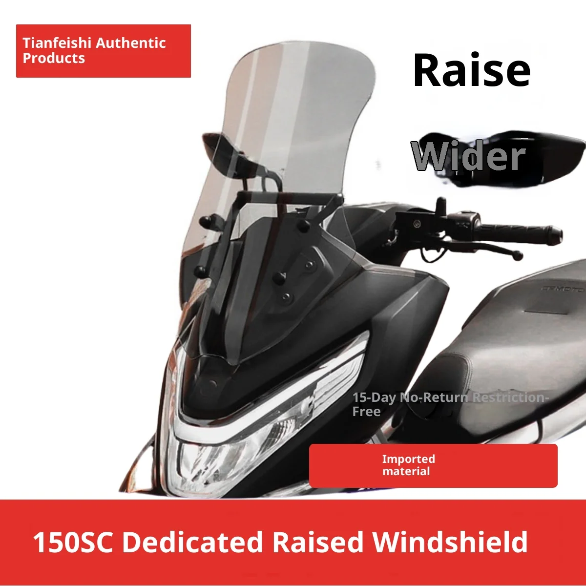 【Premium】 For CFMOTO 150SC Windshield, Taller Windscreen Mod, No-Drill Installation Wind Deflector, Upgrade Accessories