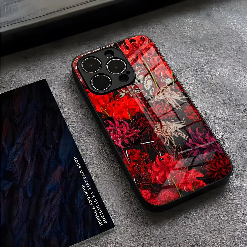 Capa de telefone aranha vermelha lírio flor do inferno para iphone 16 pro max 17 14 15 plus 13 mini 11 12 xr xs 8 7 plus se capa de vidro