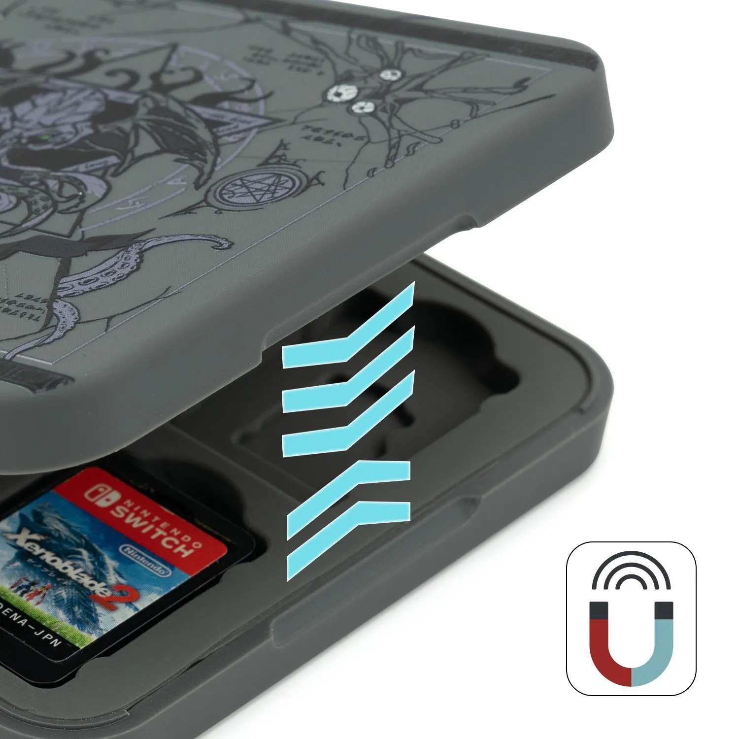 GeekShare 닌텐도 스위치 게임 카드 케이스, 블랙 쉘, NS 게임 카드 카세트 보관 캐리 박스, 닌텐도 스위치 액세서리