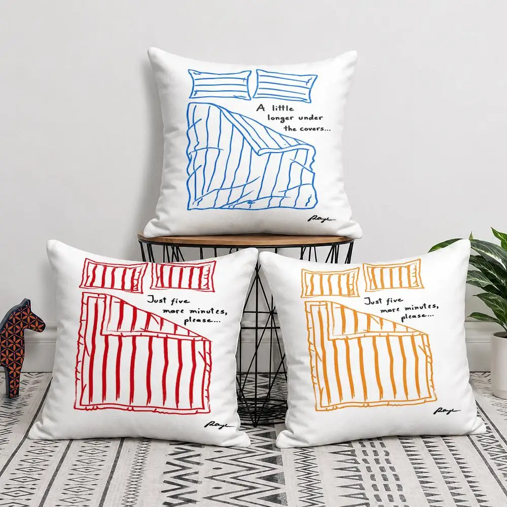 Just Five Minutes Art Cushion Cover Silky Short Plush Invisible Zipper Dustproof Sofa Pillow Case For Home Decor