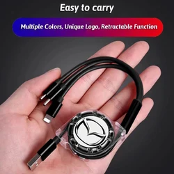 3 In 1 Micro USB Type C Charging Cable Multi Charger Retractable Charger For Mazda 2 Mazda 3 MS Mazda 6 CX-5 CX3