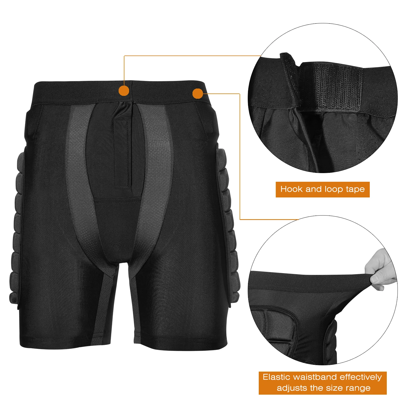 AVIVOR 3D Protection Hip Butt EVA Padded Short Pants Protective Gear Guard Impact Ski Ice Skating Snowboard Black