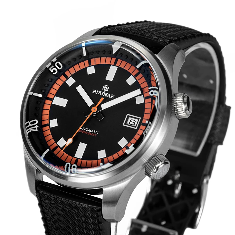 Rdunae Antique Men's Diving Mechanical Watch R3 Luxury Fashion Sapphire Glass Nh35A Movement Automatic Stainless Steel Watch