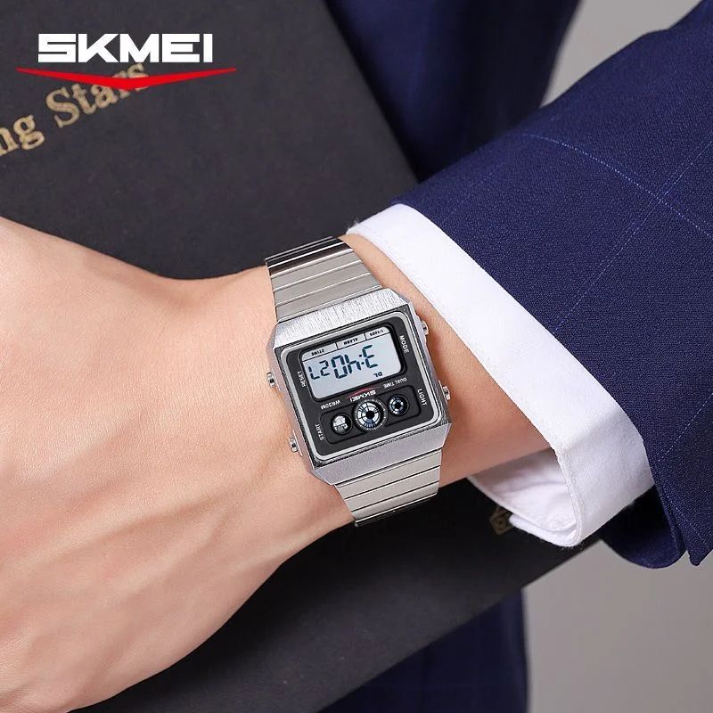 Men’s Steel Band Business Electronic Watch, Waterproof Luminous Digital Wristwatch