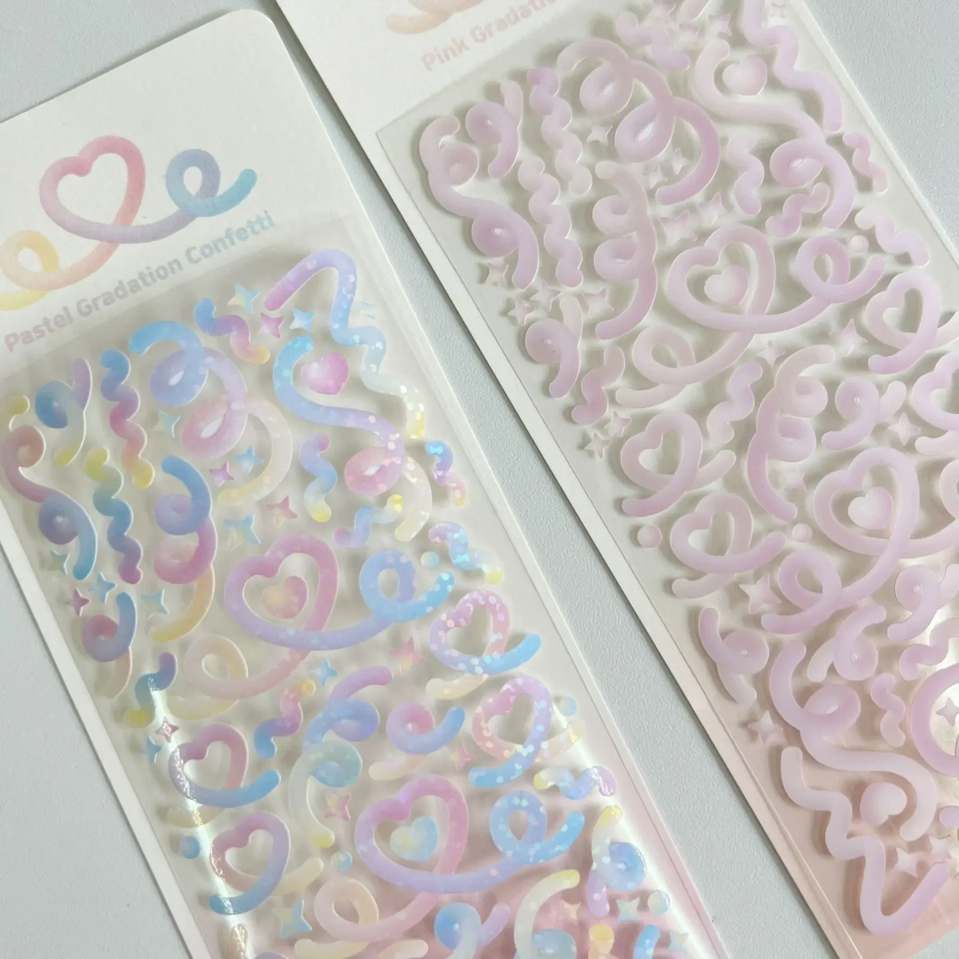 1 Pc Korean Style Gradient Heart Ribbon Laser Sticker Sticker DIY Scrapbooking Journaling Toploader Idol Photo Card Deco Sticker